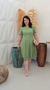 Vestido Curto Alfaiataria Pespontos Verde