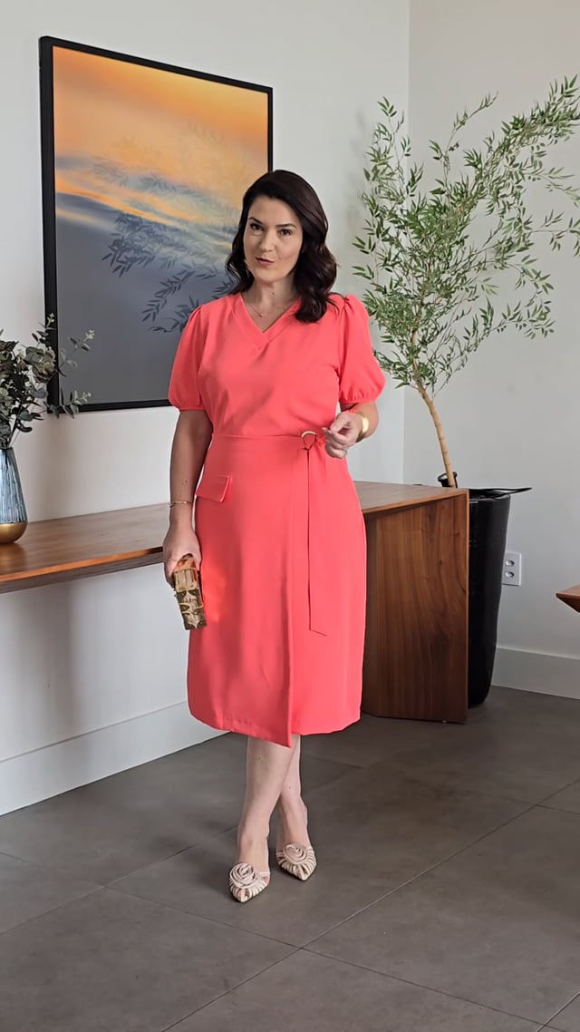 Vestido Midi Two Way Amarração Com Argola Salmão