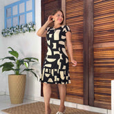 VESTIDO FÁTIMA BARRADO PLISSADO